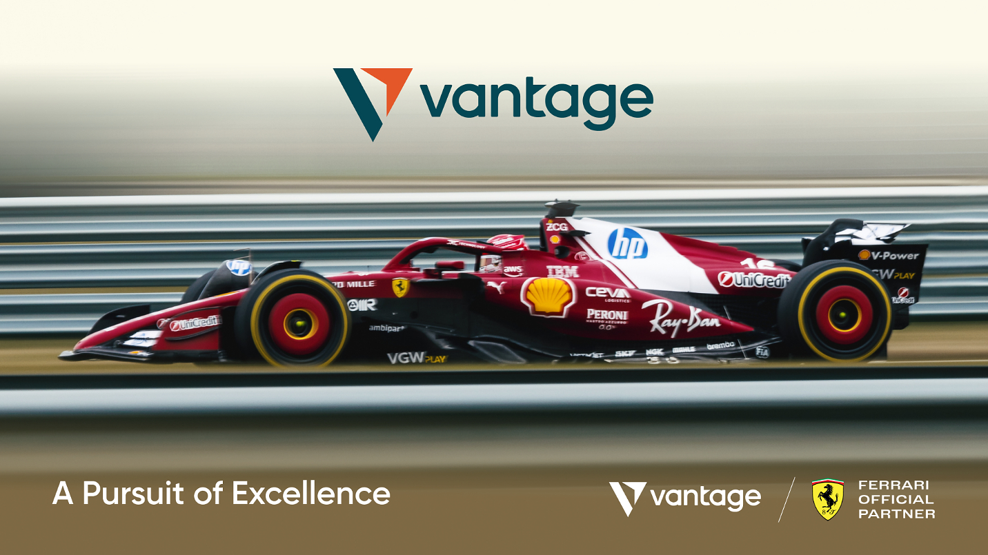 Scuderia Ferrari HP Formula 1 car in the official Vantage partnership campaign